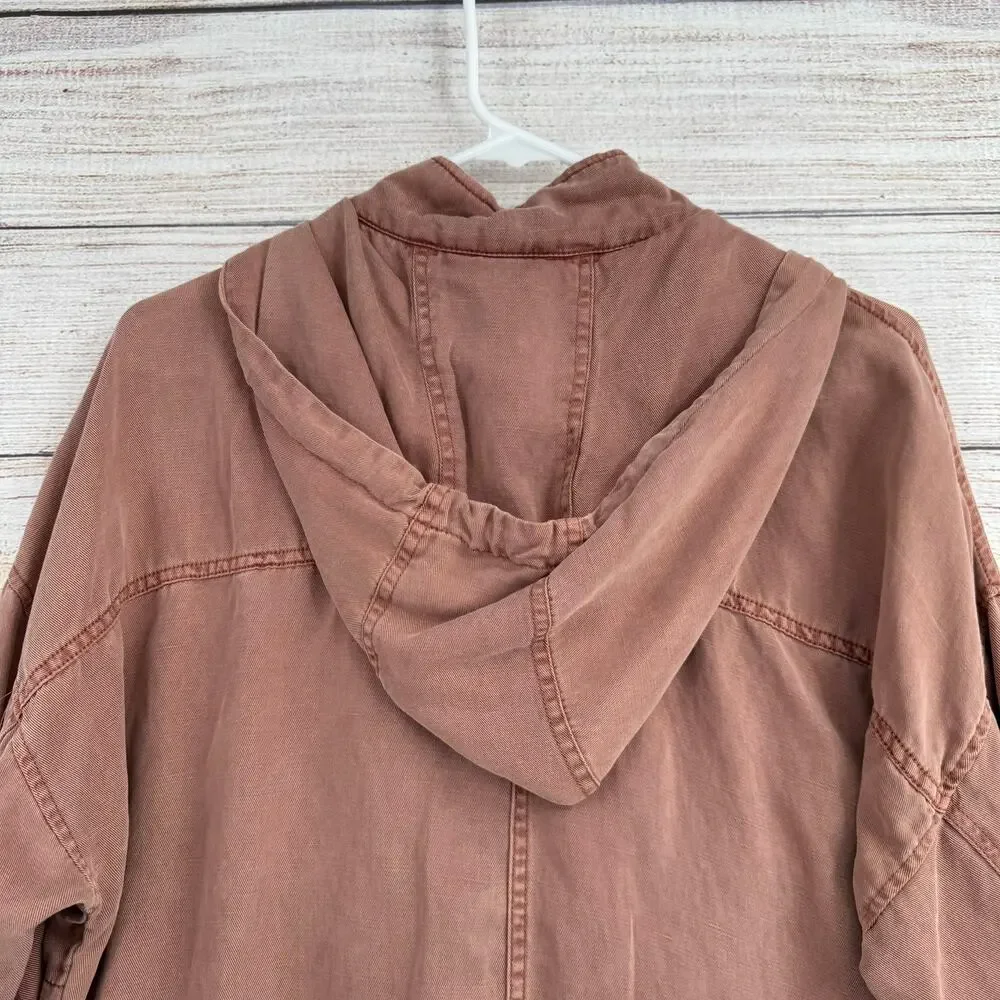 Lucky Brand Hooded Full Zip Jacket Womens Small Pink Super Soft‎